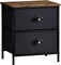 Sorbus Nightstand with 2 Drawers - Steel Frame, Wood Top & Easy Pull Fabric Bins - Great for Home, Bedroom, Office & College Dorm